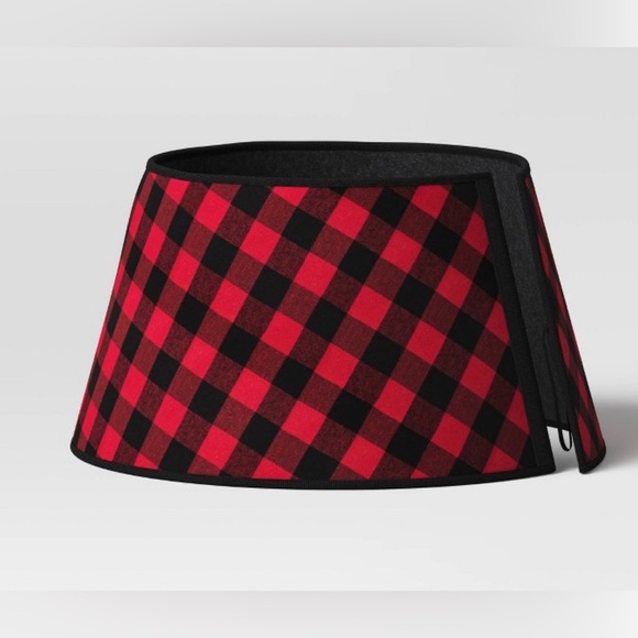 NWT 25" Roll-Up Buffalo Check Fabric Christmas Tree Collar Red/Black Wondershop - Picture 2 of 8